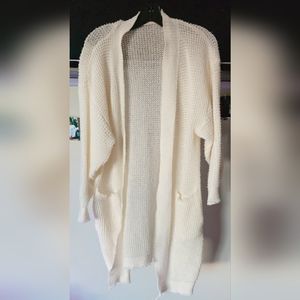 Chunky Knit Cream Batwing Cardigan Oversize Sweater Size Medium Loose